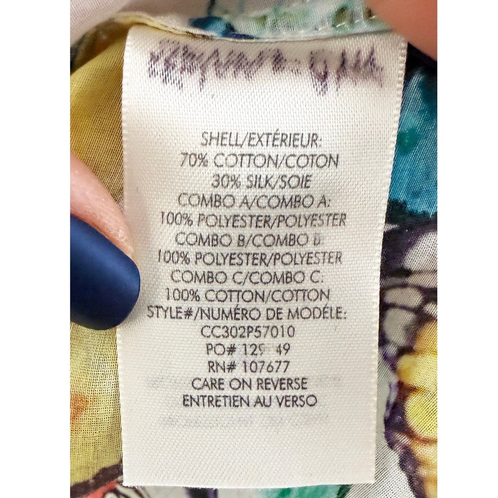 Alice + Olivia Women's Ilan Smocked Sleeve Button Front Blouse Butterfly High - Picture 10 of 11